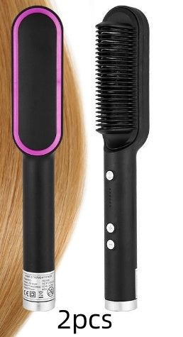 New 2 In 1 Hair Straightener Hot Comb Negative Ion Curling Tong